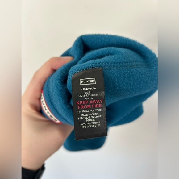 Hunter Teal Fleece Boot Liners Kids Large - Picture 5 of 6